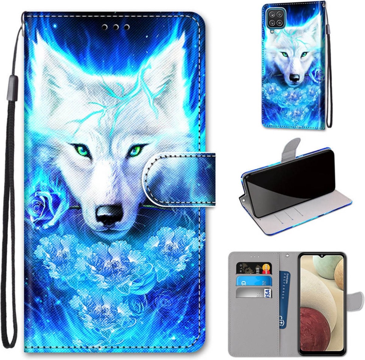 BookCover Hoes Etui voor Samsung Galaxy A12 Wolf - Roses