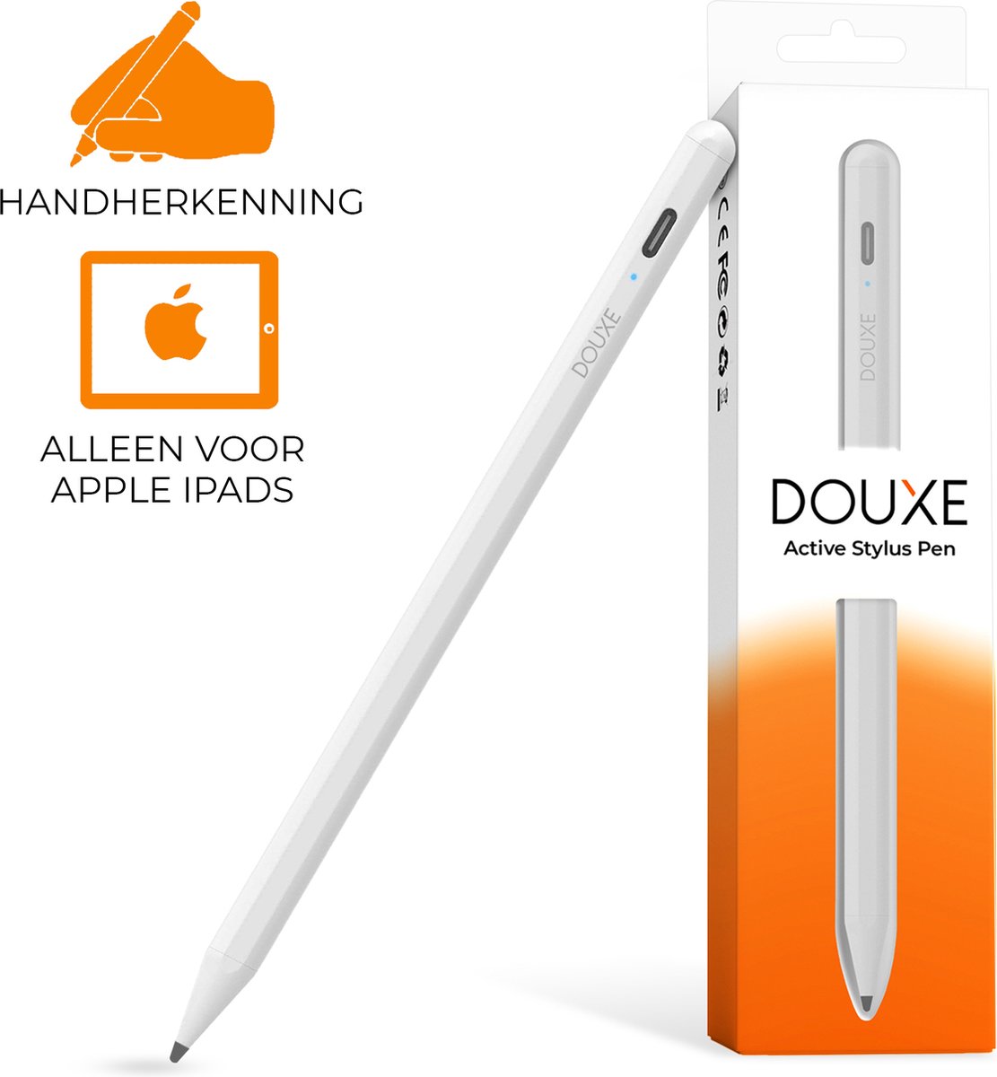 Stylus Pen – Stylus Pen geschikt voor Apple iPads – Touch Control – Handpalm Rejection – Wit – Douxe PS65