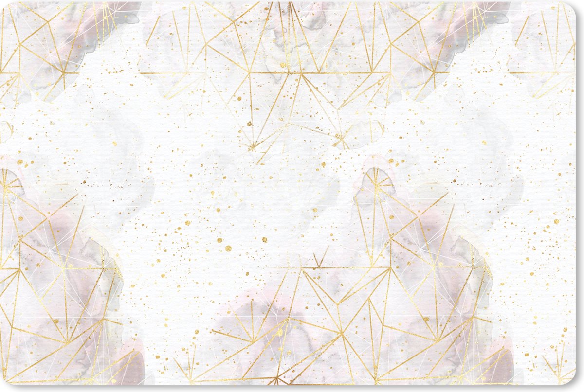 Muismat 27x18 cm - Mousepad Marmer - Geometrie - Goud - Muismatten