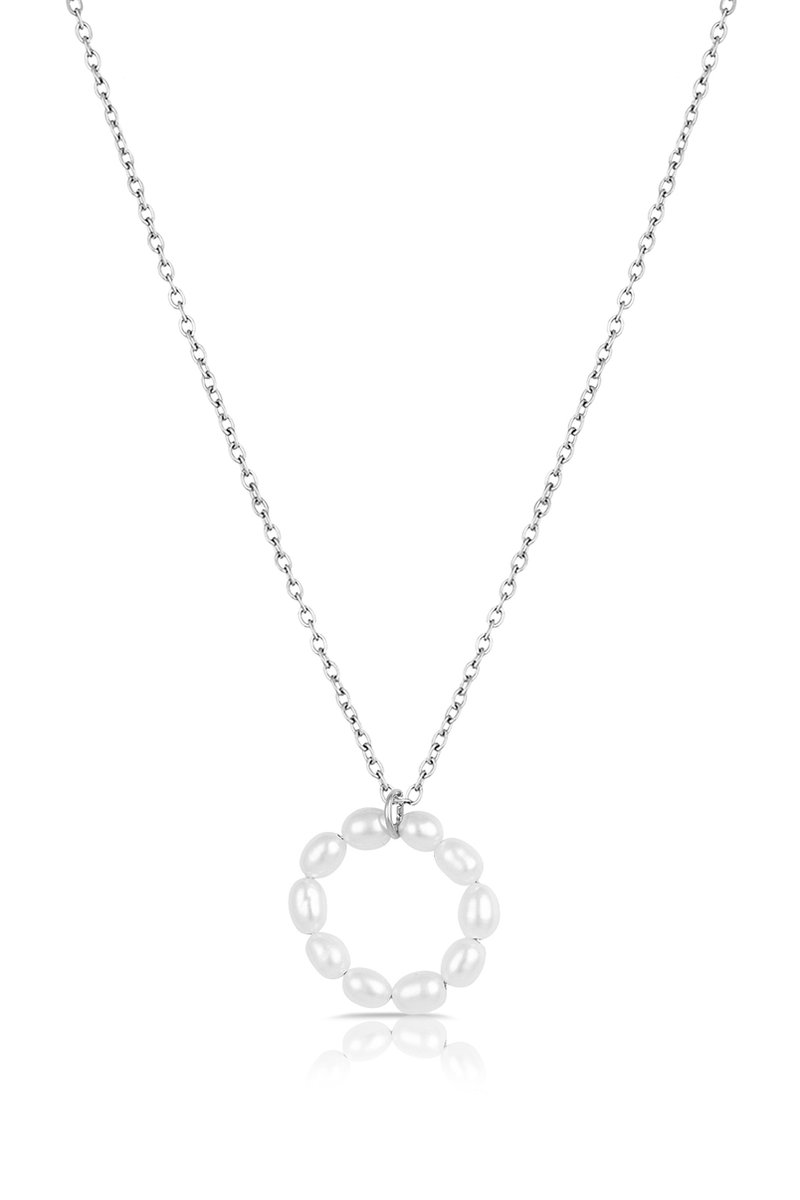 Daniel Klein DKJ.3.4022-1 - Ketting - Dames - Vrouwen - Hanger - Parel - Zilverkleurig - Wit