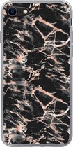 iPhone 7 hoesje - Roségold - Marmer - Patronen - Zwart - Siliconen Telefoonhoesje
