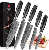 Ensemble de Couteaux de cuisine de Luxe et professionnels en acier damas japonais (67 couches, VG10)