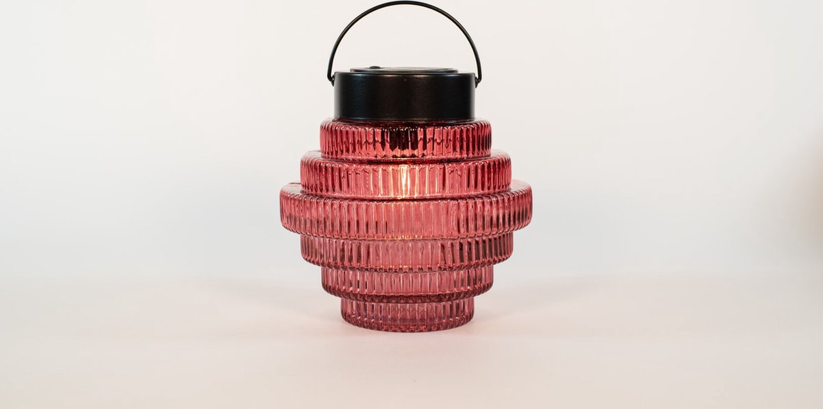 Annas collection - Solar glazen retro lamp roze 16x16 cm II