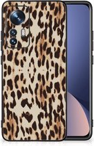 Telefoonhoesje Xiaomi 12 | 12X TPU Silicone Hoesje met Zwarte rand Leopard