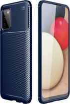 Carbon TPU Bescherm-Hoes Skin geschikt voor Samsung Galaxy A22 5G Blauw