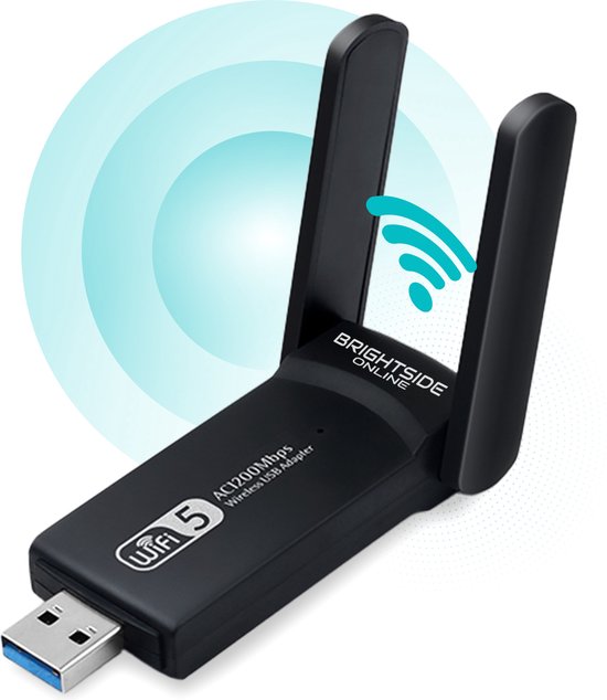 Brightside Online Usb Wifi Adapter - 1200Mbps Dongle - 2,4Ghz en 5Ghz Dual Wifi Antenne - USB 3.0 - Mac en Windows - Draadloos