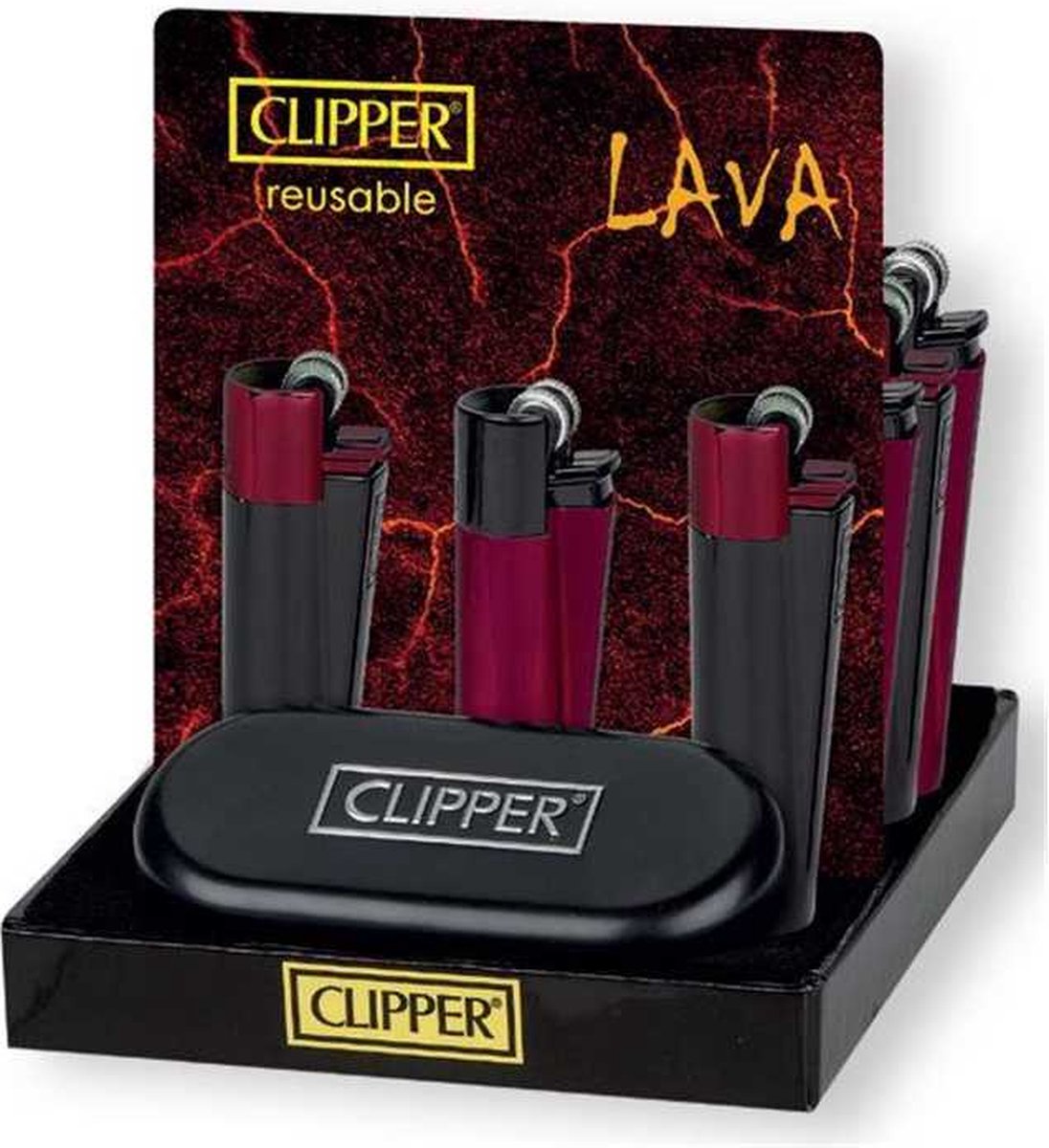 Clipper Large Metal Classic aansteker - Lava + Giftbox