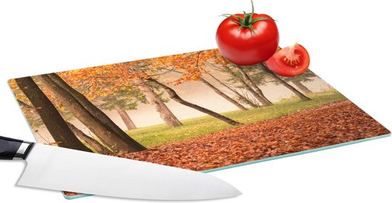 Planche à découper en Verres - 28x20 - Feuilles - Automne - Forêt - Planches à découper en Glas