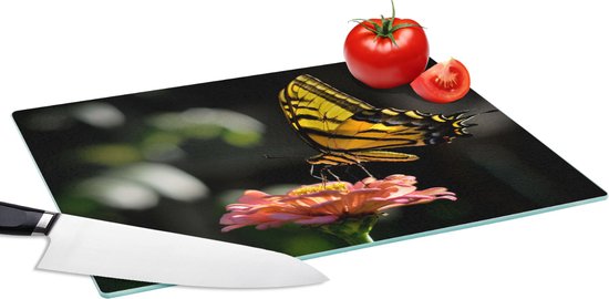 Planche à découper en Verres - 39x28 - Papillon - Botanique - Bloem - Planches à découper en Glas
