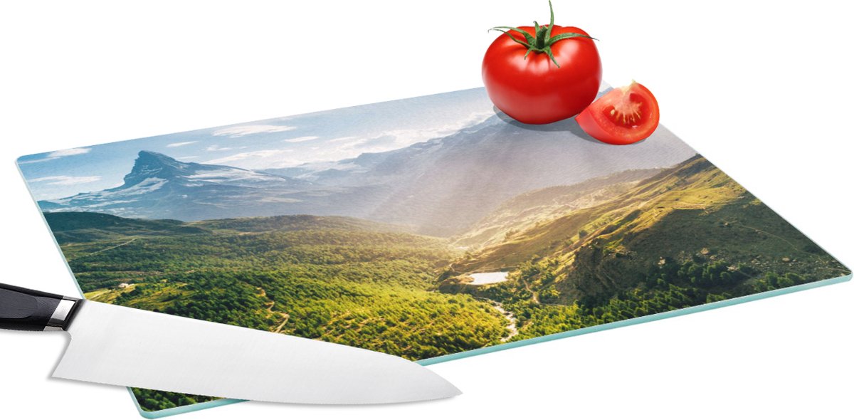 Glazen Snijplank - 39x28 - Bergen - Planten - Landschap - Snijplanken Glas