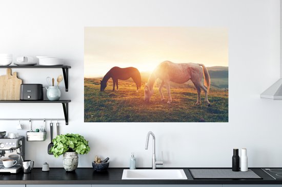 Stickers Stickers muraux - Paarden - Soleil - Animaux - 120x80 cm - Film adhésif