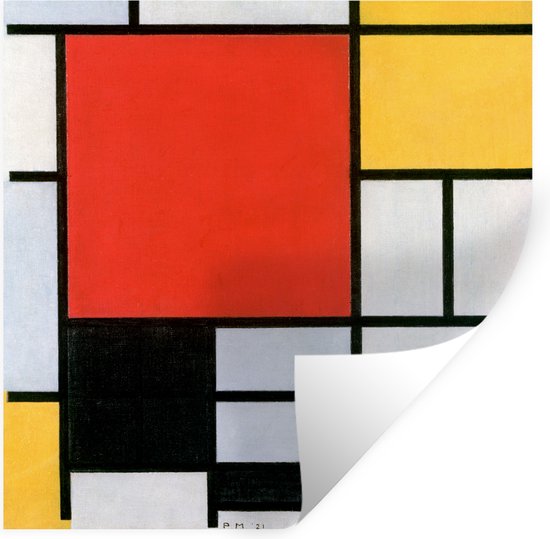 Muurstickers - Sticker Folie - Kunst - Mondriaan - Oude meesters - 100x100 cm - Plakfolie - Muurstickers Kinderkamer - Zelfklevend Behang XXL - Zelfklevend behangpapier - Stickerfolie