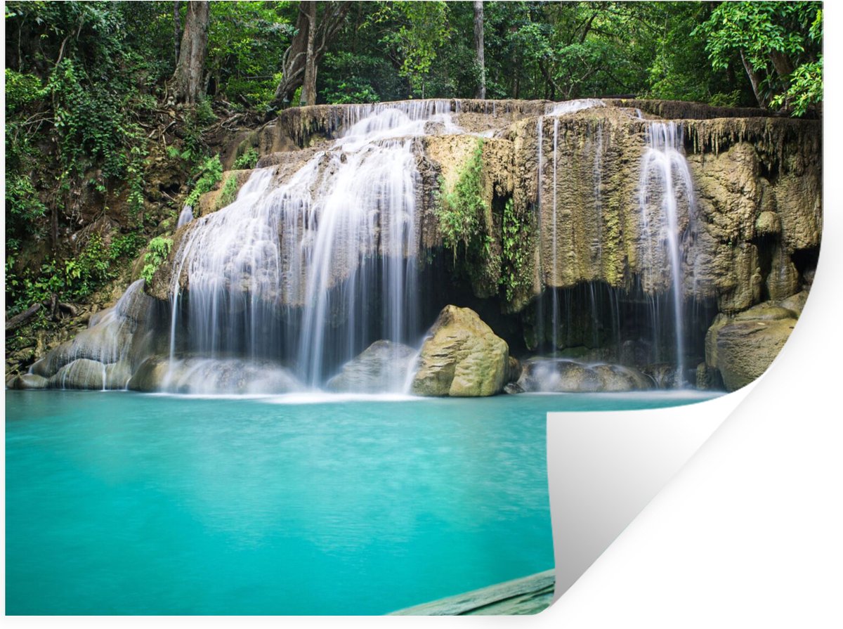 Muurstickers - Sticker Folie - Water - Waterval - Bomen - 120x90 cm - Plakfolie - Muurstic