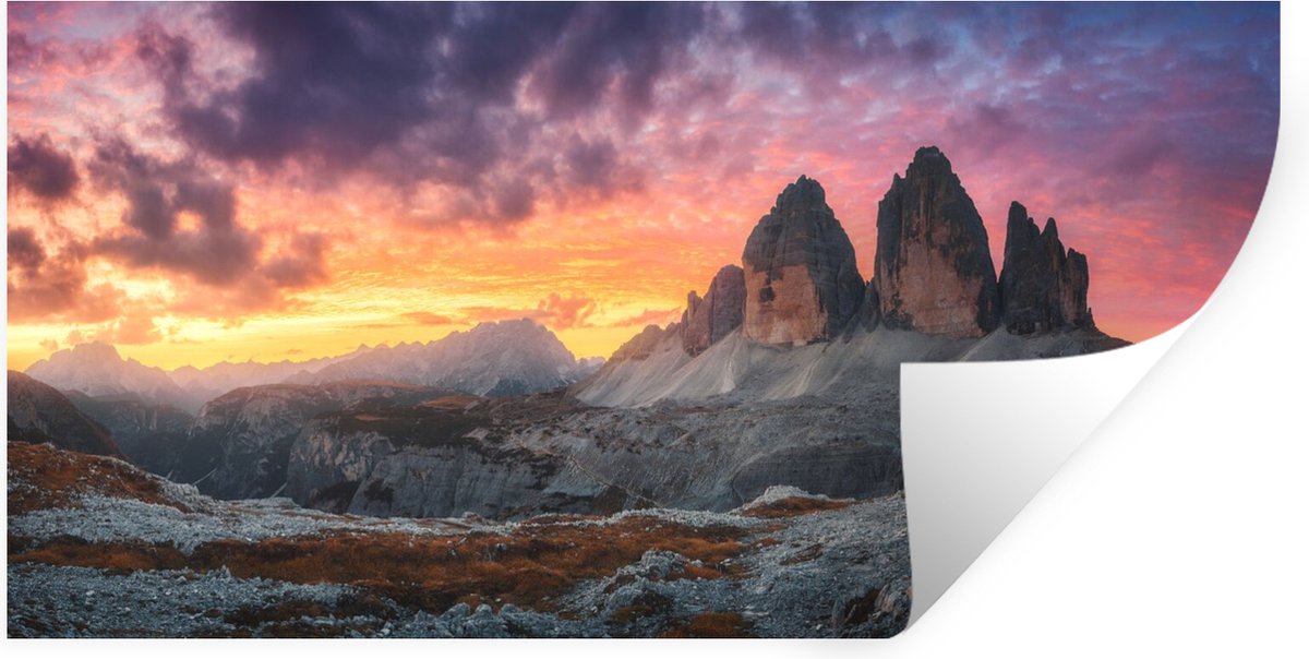 Muurstickers - Sticker Folie - Rotsen - Berg - Zonsondergang - Landschap - 80x40 cm - Plak