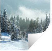 Muurstickers - Sticker Folie - Bos - Sneeuw - Winter - 30x30 cm - Plakfolie - Muurstickers Kinderkamer - Zelfklevend Behang - Zelfklevend behangpapier - Stickerfolie
