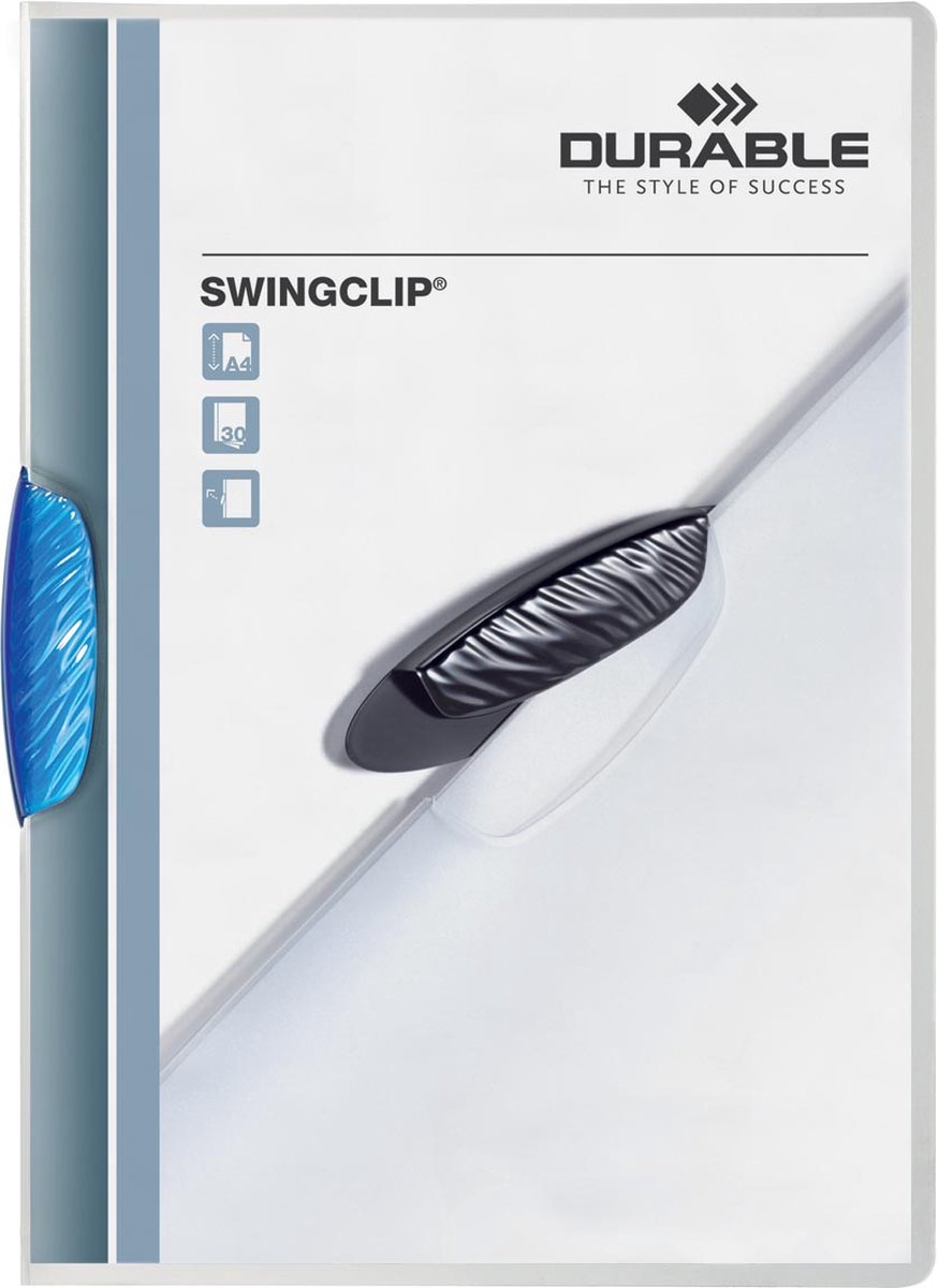 Durable klemmap Swingclip transparant blauw 25 stuks