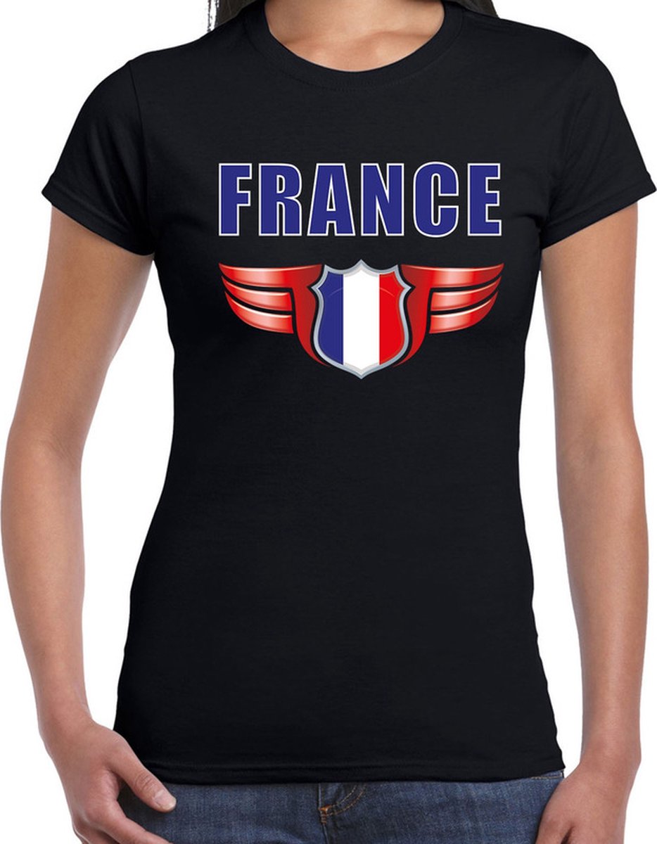 France landen t-shirt Frankrijk zwart voor dames - Frankrijk supporter shirt / kleding - EK / WK voetbal L