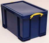 Really Useful Box opbergdoos 84 liter, donkerblauw met gele handvaten 3 stuks