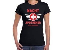 Nacht apotheker drugs verkleed t-shirt zwart voor dames - apotheker carnaval / feest shirt kleding / kostuum S