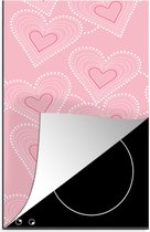KitchenYeah® Inductie beschermer 30x52 cm - Hartjes - Patronen - Roze - Kookplaataccessoires - Afdekplaat voor kookplaat - Inductiebeschermer - Inductiemat - Inductieplaat mat