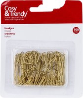 100x morceaux de crochets pour boules de Noël / Crochets pour arbres de Noël dorés 4 cm - Crochets Boules de Noël à suspendre - Décorations de Noël