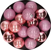 12x Boules de Noël en plastique rose 6 cm - Mat / brillant - Boules de Noël en plastique incassables - Décorations pour sapins de Noël rose