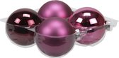 4x stuks kerstversiering kerstballen cherry roze (heather) van glas - 10 cm - mat/glans - Kerstboomversiering