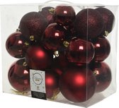 26x stuks kunststof kerstballen donkerrood (oxblood) 6-8-10 cm - Onbreekbare plastic kerstballen