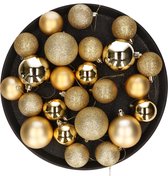 Kerstversiering set kerstballen in het goud 6 - 8 - 10 cm pakket - 62x stuks - mat/glans/glitter mix