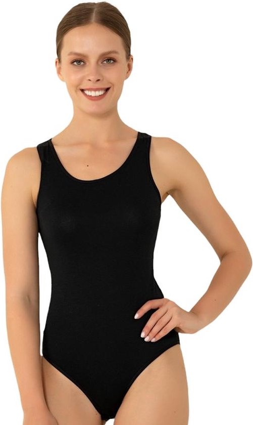 Vrouwen Body- Hoogwaardige Fashion Body- Bodysuit 0137- Zwart- Maat/XL