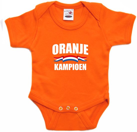 Oranje fan romper voor babys - oranje kampioen - Holland / Nederland supporter - EK/ WK romper / outfit 56