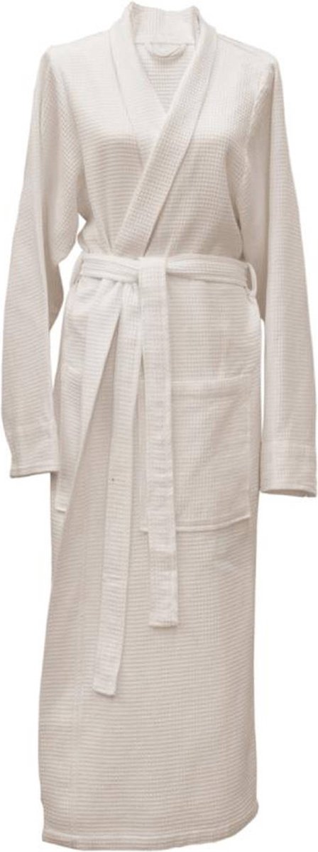 Heckett & Lane luxe waffelstructuur katoen badjas - m - zand