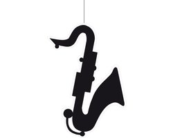 Feest versiering hangdecoratie saxofoon - zwart - karton - 32 cm - brandvertragend