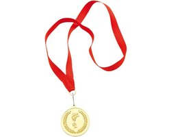 Medailles of sportprijs - 10x - eerste prijs - goud - aan rood lint - sportdag