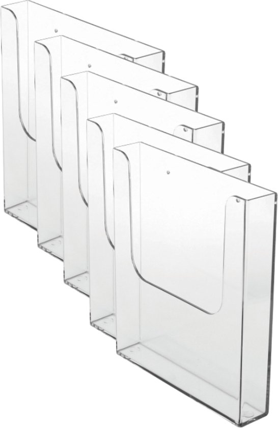 5 Pack Folderhouder voor aan de wand A5 formaat staand| folderrek | brochurehouder | folderdisplay | folderbak hangend| A5 formaat