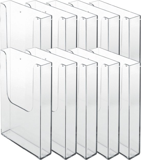 10 Pack Folderhouder voor aan de wand A4 formaat staand| folderrek | brochurehouder | folderdisplay | folderbak hangend| A4