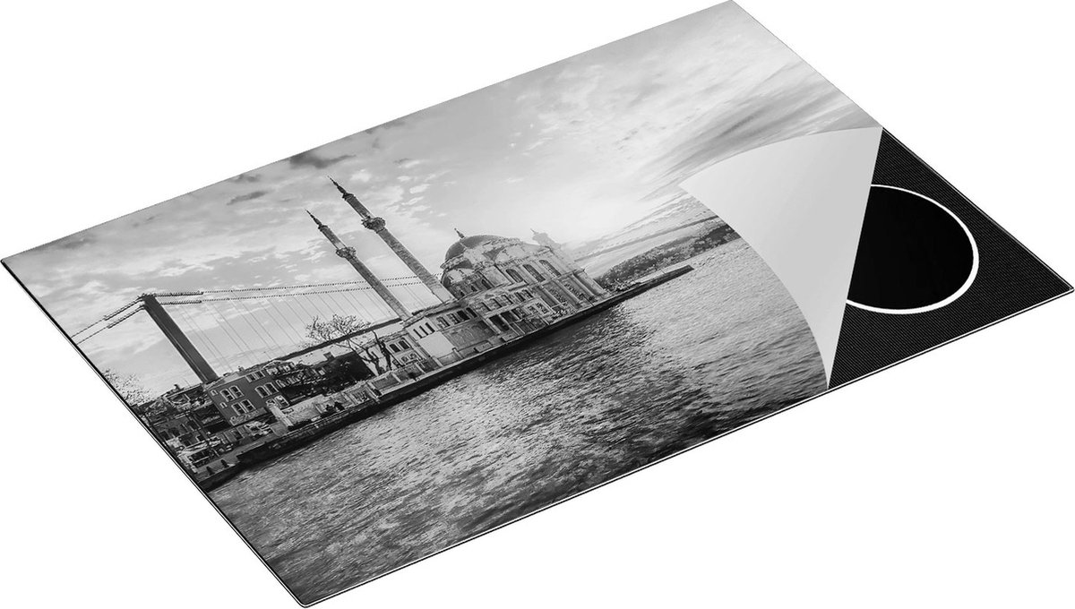Chefcare Inductie Beschermer Kleurrijke Ortakoy Moskee in Instanbul - Zwart Wit - 81,6x52,7 cm - Afdekplaat Inductie - Kookplaat Beschermer - Inductie Mat