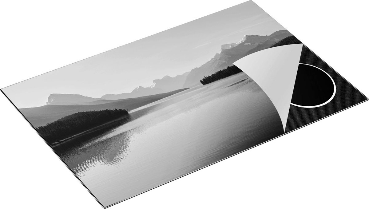 Chefcare Inductie Beschermer Meer bij de Bergen in Alberta, Canada - Zwart Wit - 80x52 cm - Afdekplaat Inductie - Kookplaat Beschermer - Inductie Mat