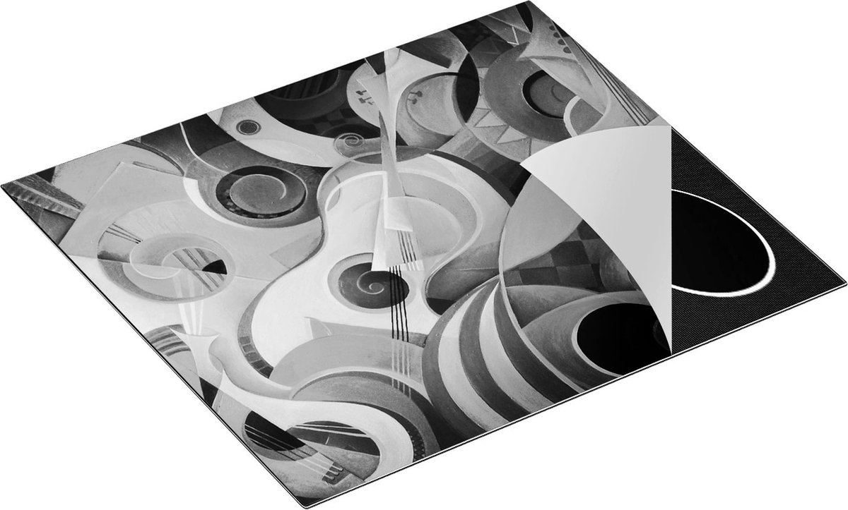 Chefcare Inductie Beschermer Kleurrijke Gitaar Achtergrond - Abstract - Zwart Wit - 60x52 cm - Afdekplaat Inductie - Kookplaat Beschermer - Inductie Mat