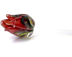 Multi rood tulp - Tulp van glas 50 cm – bloem van glas – glaskunst – beeld van glas geschenk- cadeau