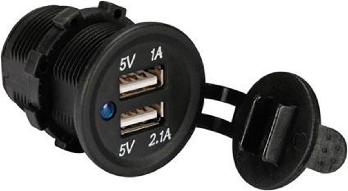 USB inbouwbus - 2x USB A female - 12 Volt - 2100 mA - Zwart - Allteq ...