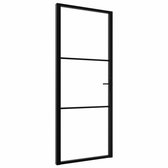 vidaXL - Binnendeur - 83x201,5 - cm - ESG-glas - en - aluminium - zwart