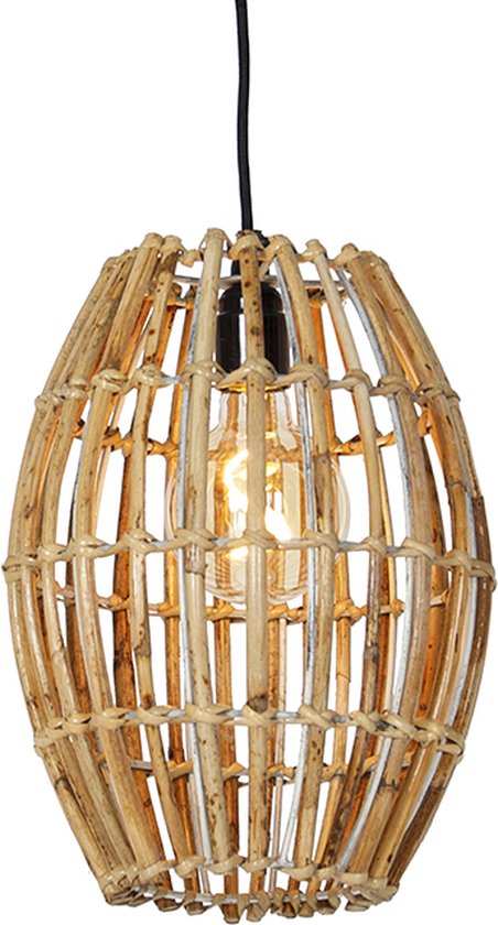 QAZQA capsulecanna - Landelijke Hanglamp - 1 lichts - Ø 26 cm - Naturel - Woonkamer | Slaapkamer | Keuken