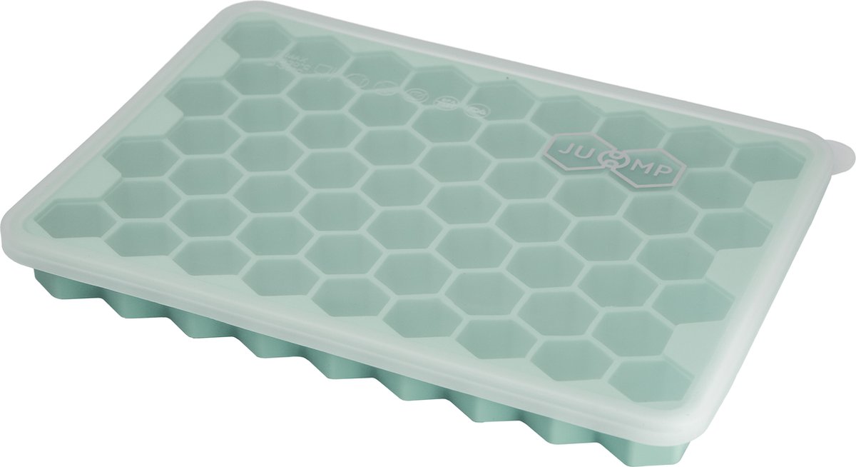 JU&MP Honeycomb XL IJsblokjesvorm - IJsblokjes - IJsblokjesvorm met Deksel - Mint Groen