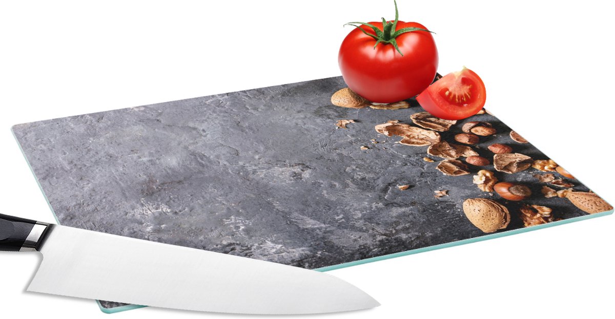 Glazen Snijplank - 28x20 - Noten - Herfst - Keuken - Industrieel - Snijplanken Glas