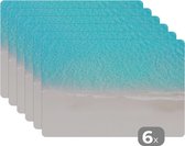 Placemat - Placemats kunststof - Blauw - Water - Strand - 45x30 cm - 6 stuks - Hittebestendig - Anti-Slip - Onderlegger - Afneembaar