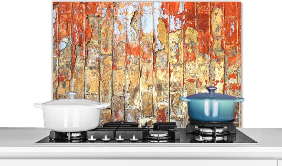 Spatscherm - Verf - Baksteen - Muur - Spatwand keuken - Koken - 80x55 cm