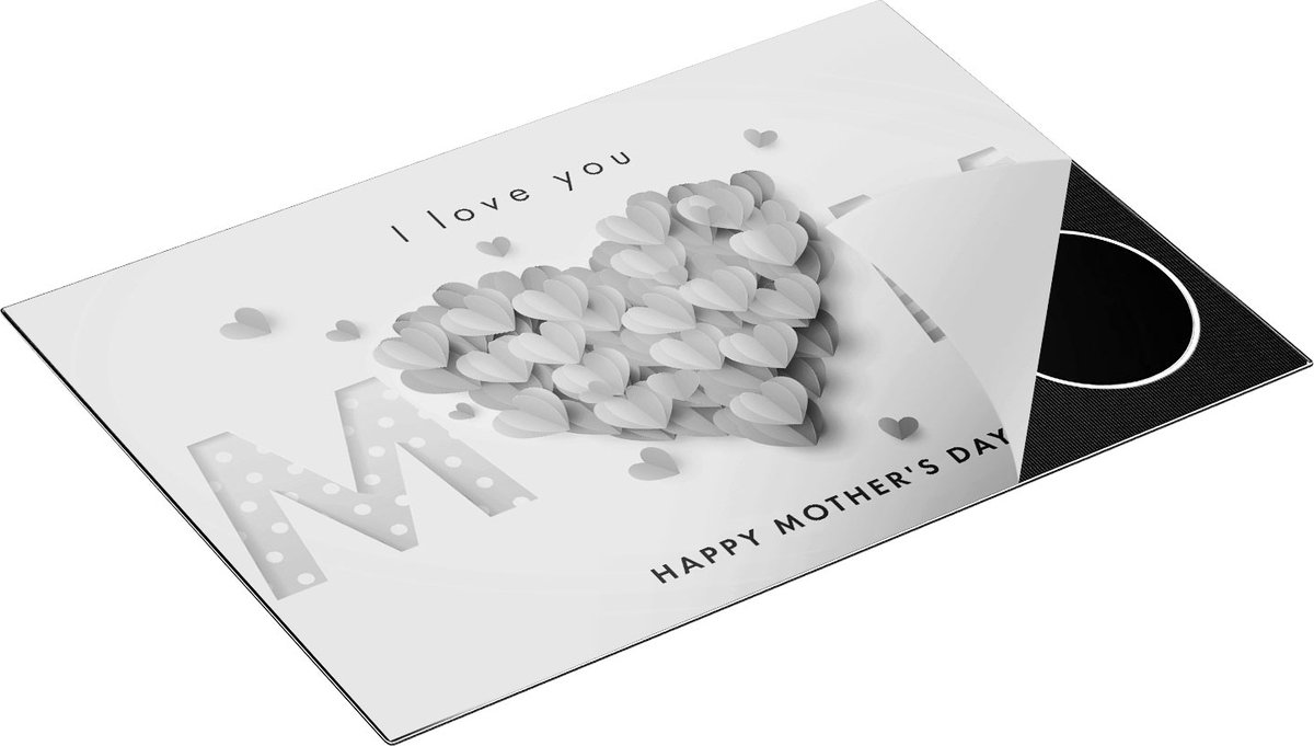 Chefcare Inductie Beschermer I love you mom - Moedersdag - Mama - Zwart Wit - 76x51,5 cm - Afdekplaat Inductie - Kookplaat Beschermer - Inductie Mat