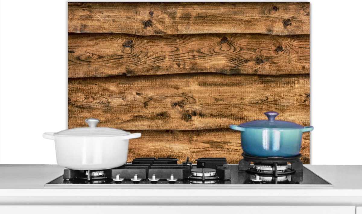 KitchenYeah - Spatscherm keuken - Spatbord - Plank - Hout - Rustiek - Keuken - Spatwand - 80x55 cm