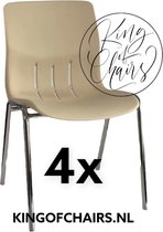 King of Chairs -set van 4- model KoC Denver crème met verchroomd onderstel. Kantinestoel stapelstoel kuipstoel vergaderstoel tuinstoel kantine stoel stapel stoel Jolanda kantinestoelen stapelstoelen kuipstoelen stapelbare Napels eetkamerstoel